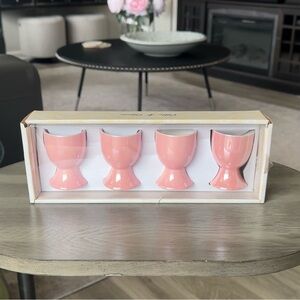 Ollie & Olivia Set Of 4 Fine Porcelain Pink Iridescent Egg Cups